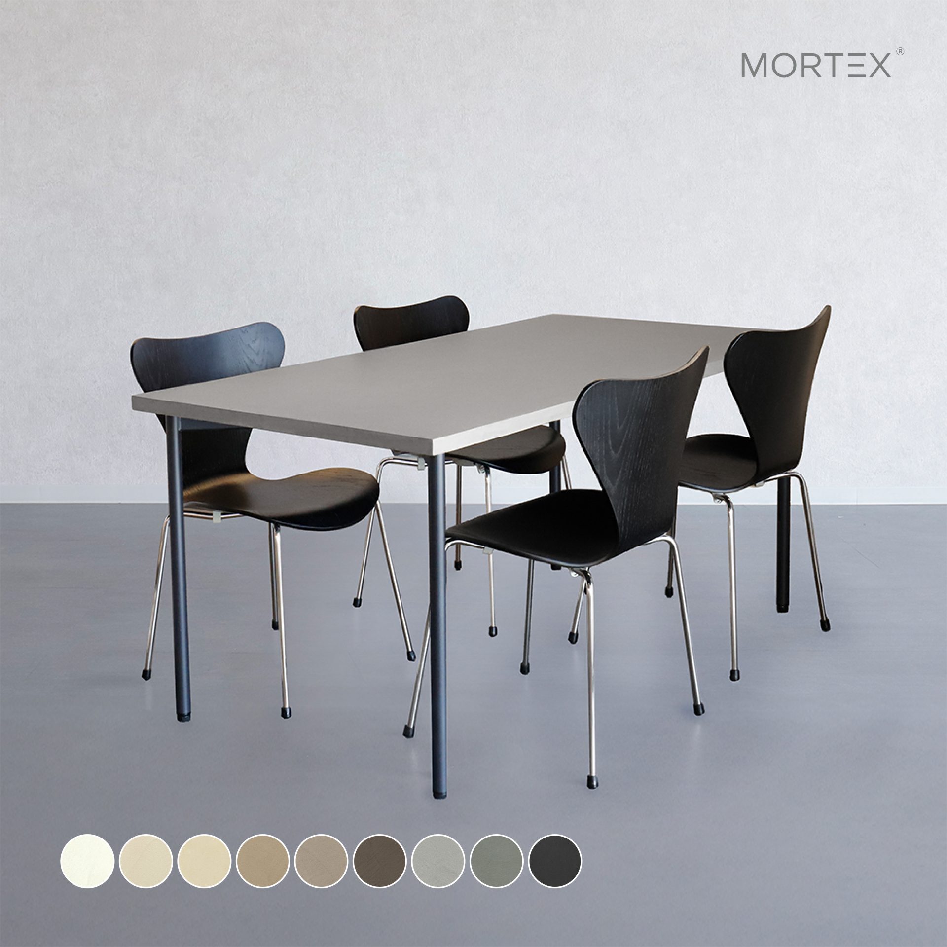 mortex デザインテーブル1台/チェア4脚 モールテックス×チェア